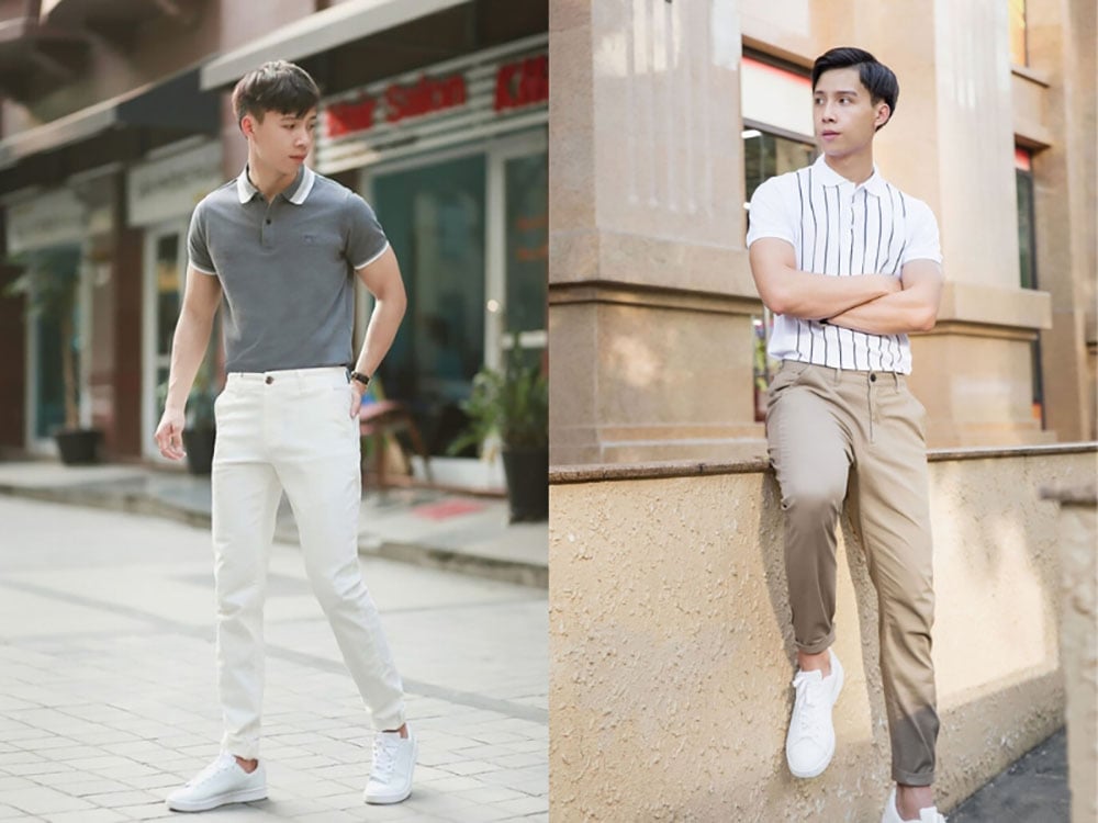 Áo polo và quần xếp ly – Thanh lịch, cổ điển