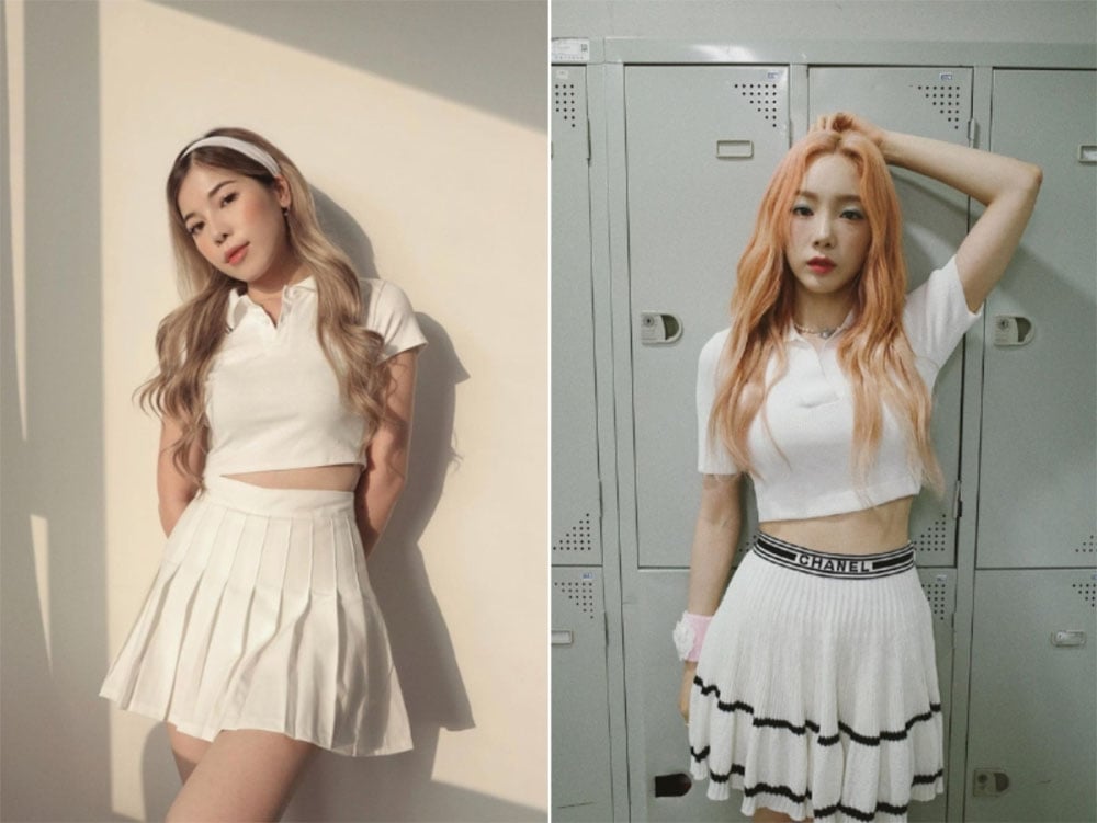 Phối áo polo croptop với váy tennis