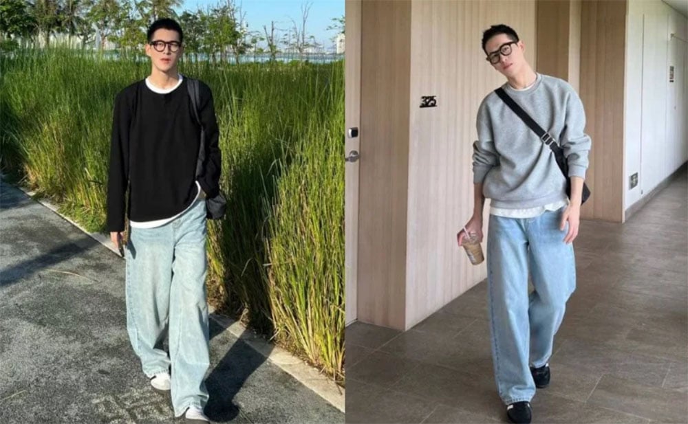 Phối áo tay dài với quần jean