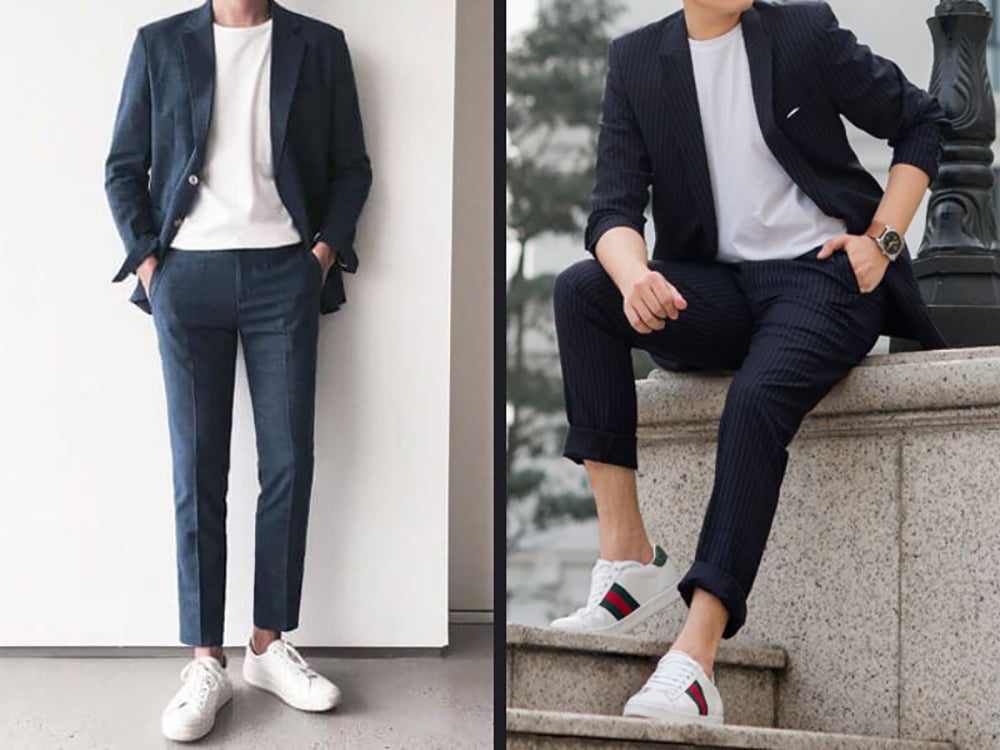 Phối áo thun nam với vest lịch lãm