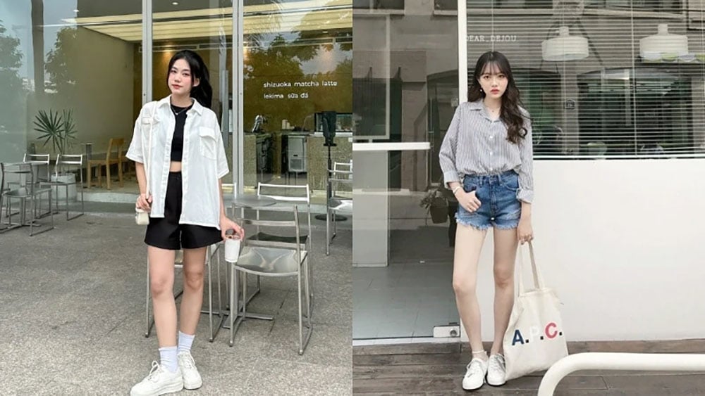 Quần short jeans phối giày trắng – Set đồ “hack tuổi” cực đỉnh