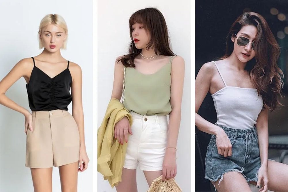 Quần short nữ kết hợp cùng áo hai dây