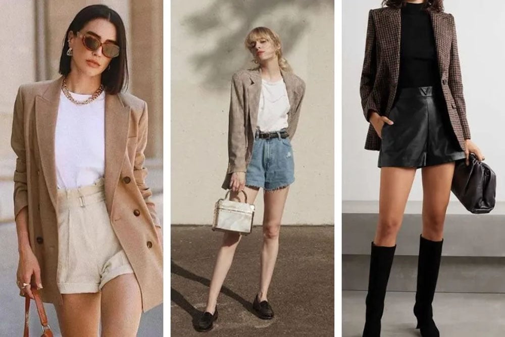 Quần short phối cùng áo blazer