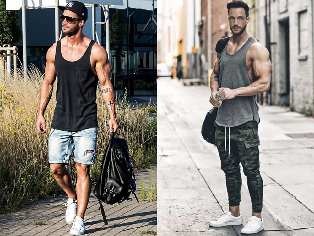 Phối áo tank top với giày trắng nam – Outfit năng động và thoáng mát cho ngày hè
