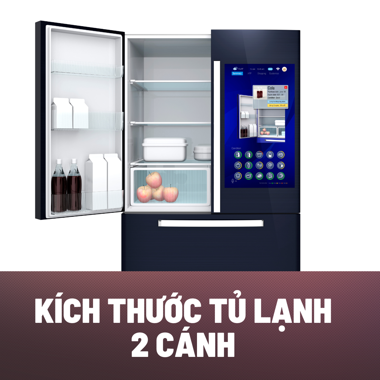 Kích thước tủ lạnh 2 cánh samsung, panasonic, 500 lít, 600 lít, side by side