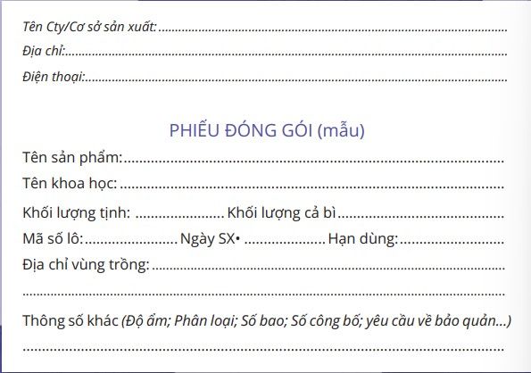 Phiếu đóng gói cà gai leo theo GACP-WHO