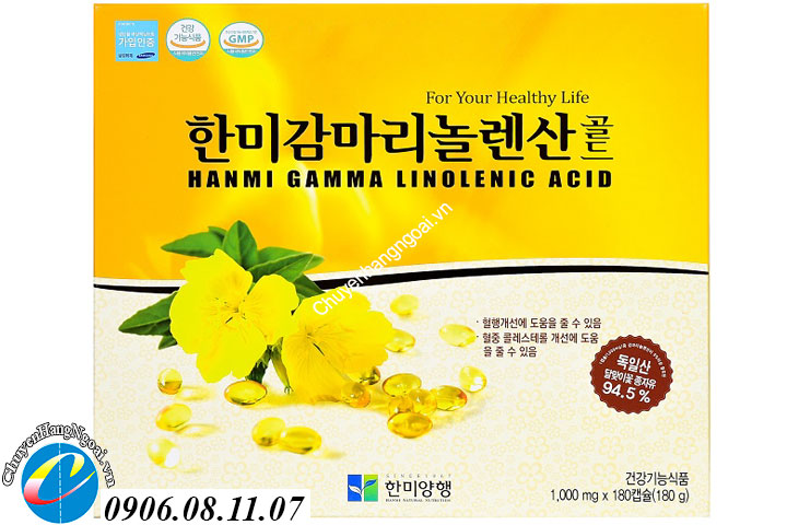 Tinh dầu hoa anh thảo Hanmi Gamma Linolenic Acid hộp 180 viên