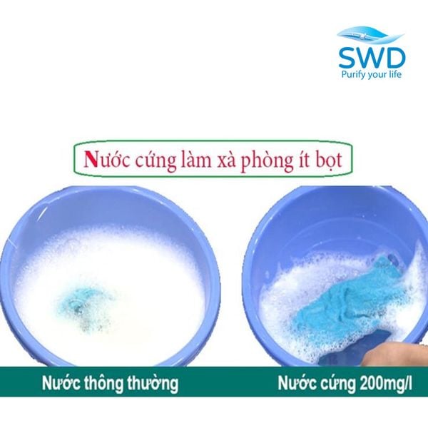 Nước cứng làm xà phòng ít bọt