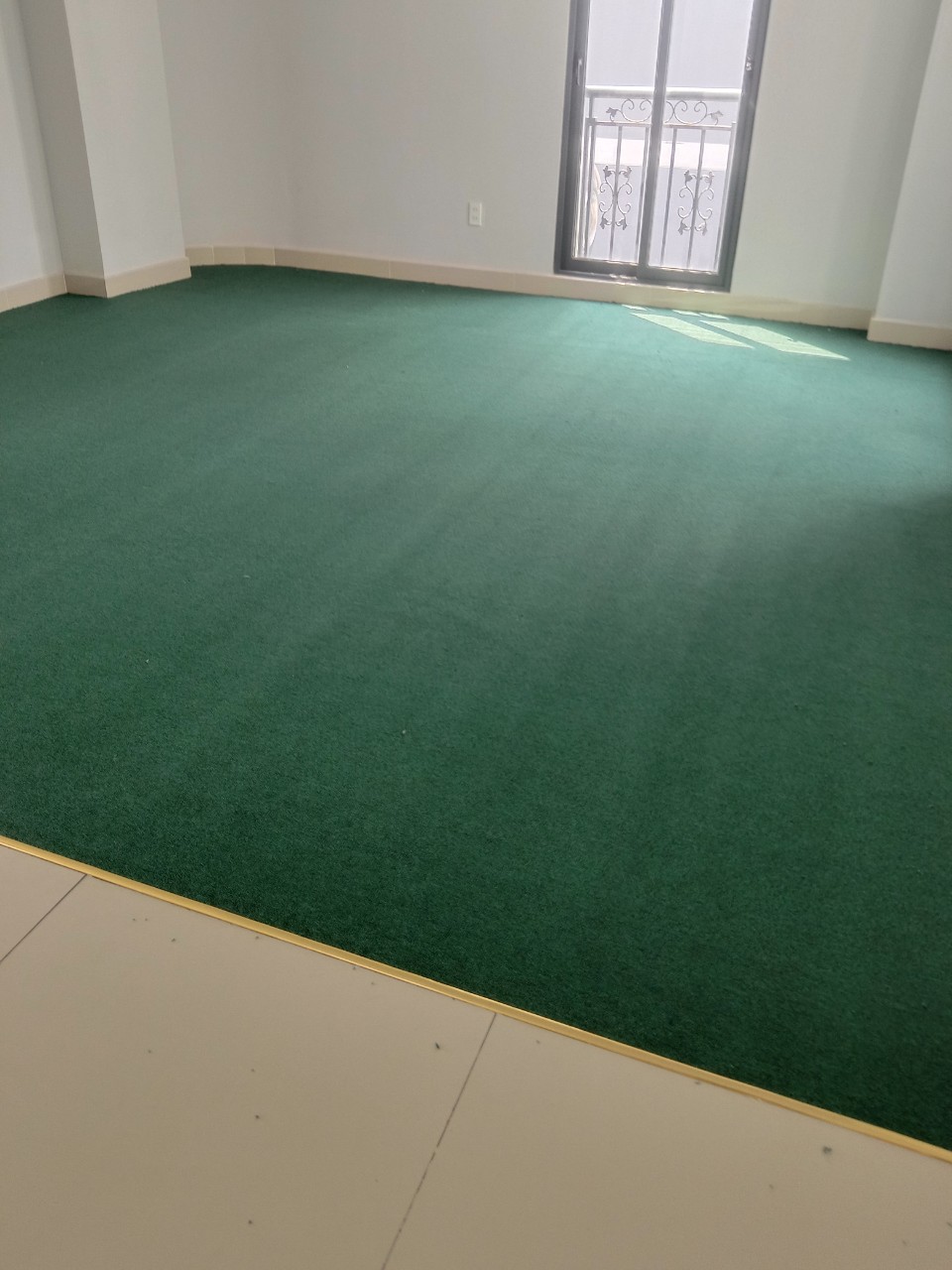 Thi công trải thảm Showroom 15m2 tông xanh lá lạ mắt