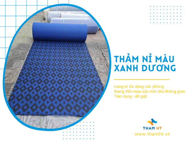 thảm nỉ xanh trải sàn phòng khách