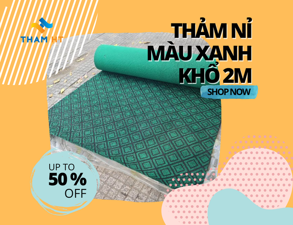 thảm nỉ màu xanh khổ 2m