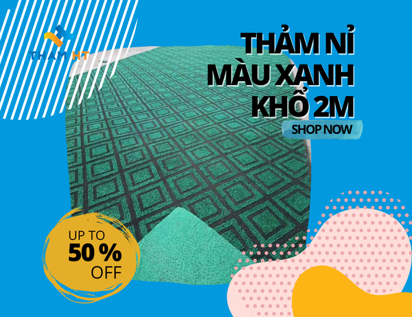 thảm nỉ màu xanh khổ 2m