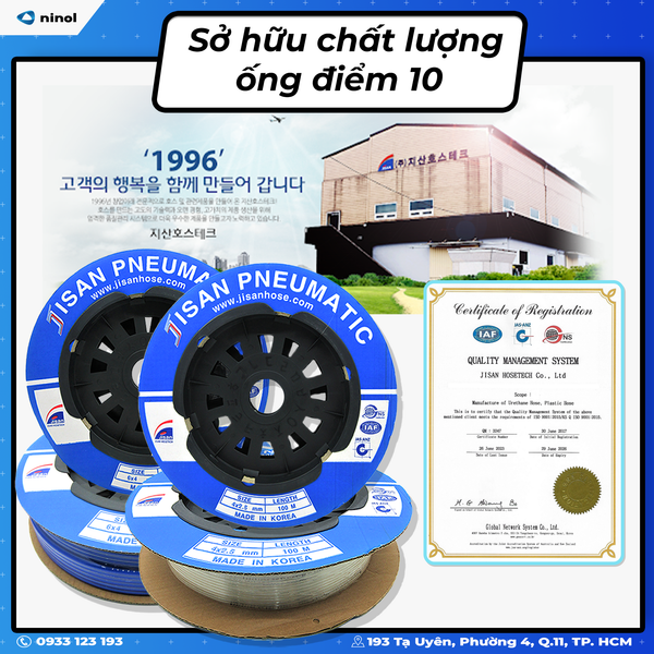 Ống hơi PU Jisan đạt chứng nhận chất lượng