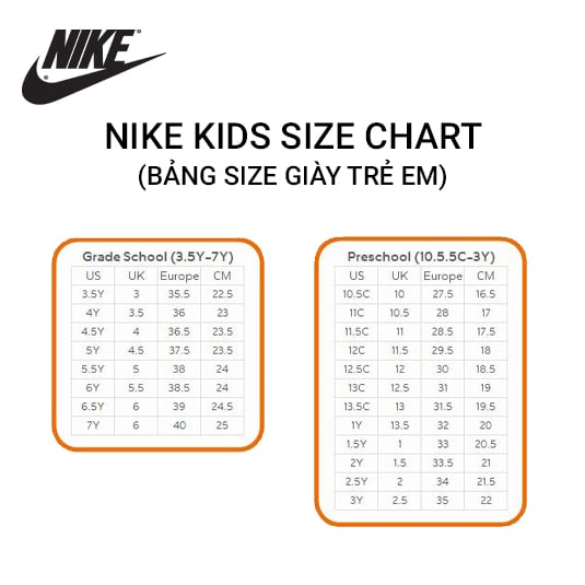 Size Guide - Bảng Quy Đổi Size Giày Chuẩn