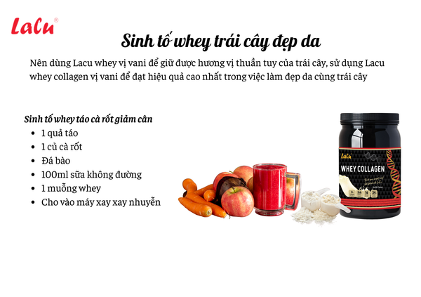 Sinh tố Lacu whey protein, Lacu whey collagen với trái cây