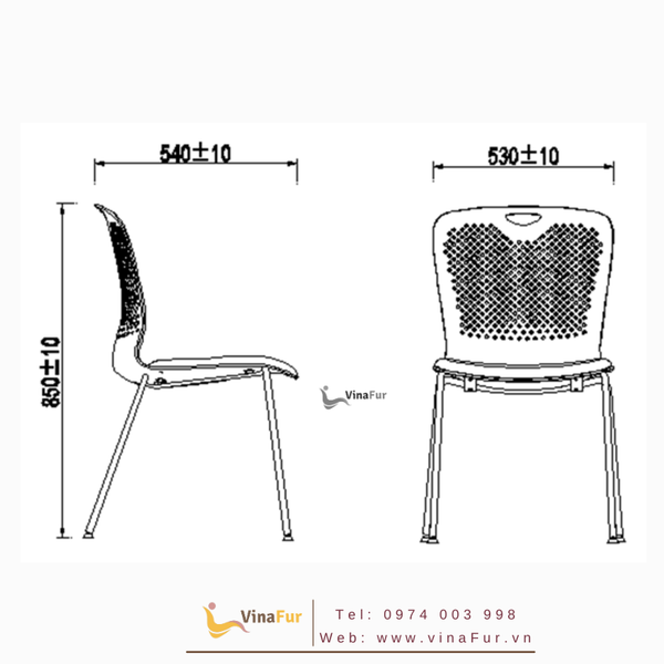 Kích thước ghế đào tạo HY-818