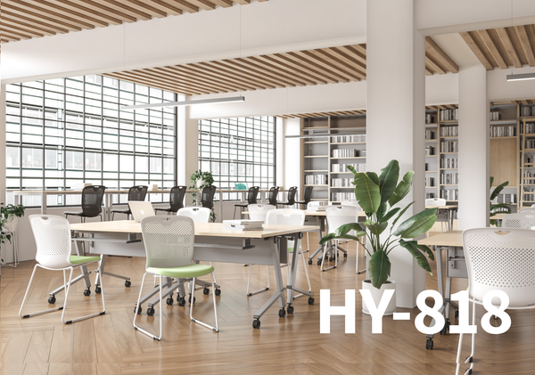 phối cảnh ghế đào tạo HY-818 kèm bàn