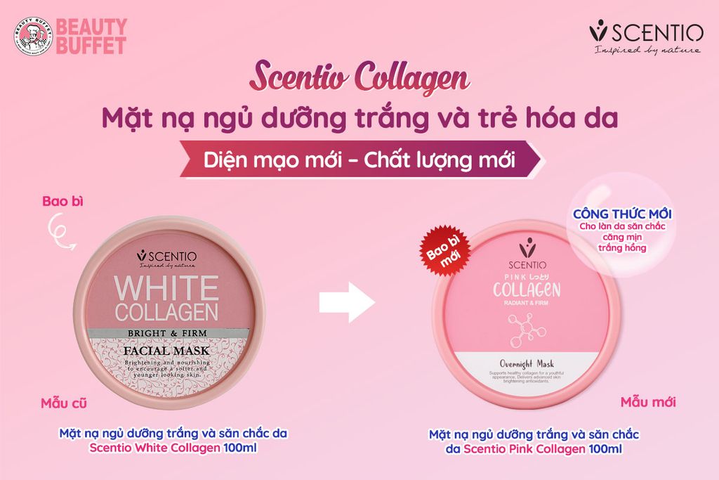 Mặt nạ ngủ dưỡng trắng và săn chắc da Scentio Pink Collagen 100ml