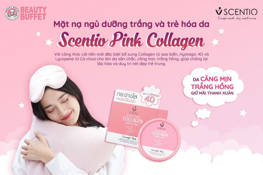 Mặt nạ ngủ dưỡng trắng Scentio Pink Collagen