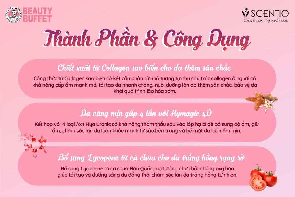 Mặt nạ ngủ dưỡng trắng Beauty Buffet Scentio Pink Collagen