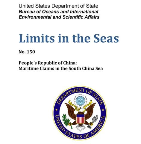 Bộ Ngoại giao Mỹ công bố tài liệu Limits in the Sea số 150 về yêu sách vùng biển của Trung Quốc.