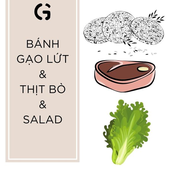 Bánh gạo lứt với thịt bò và salad