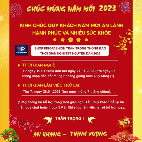 THÔNG BÁO LỊCH NGHỈ TẾT 2023 PIGOFASHION