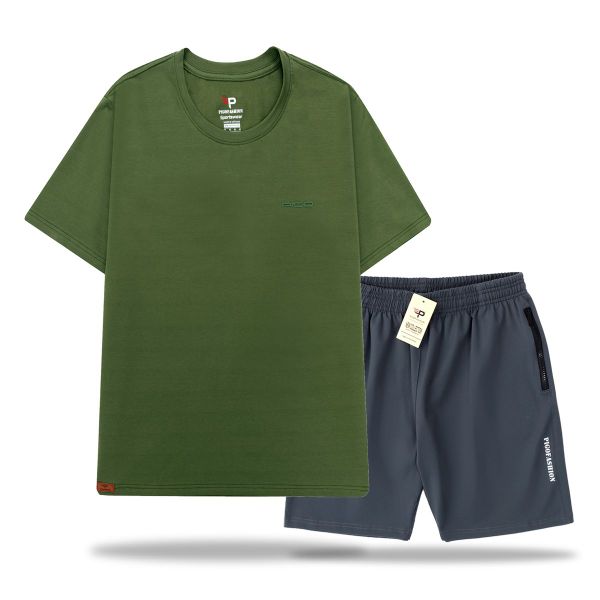Bộ quần áo thể thao nam chất lượng cao, áo thun cổ tròn và quần short thun ATS08.QCT02 PIGOFASHION