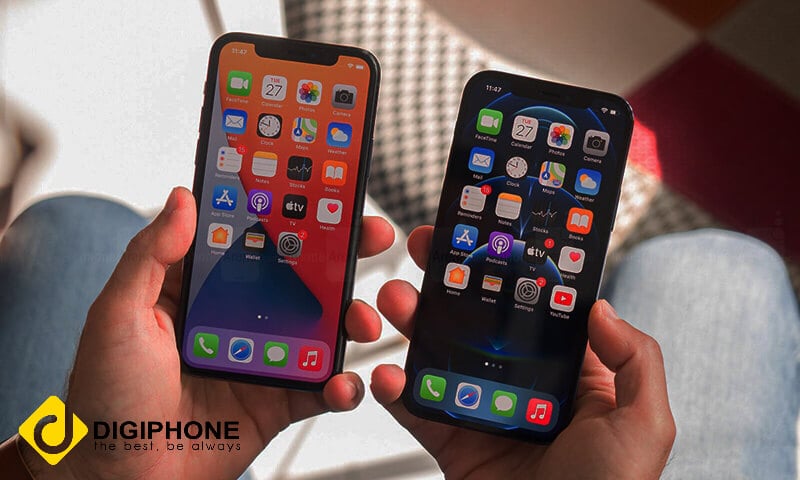 màn hình trên iphone 11 pro max và iphone 12 pro max