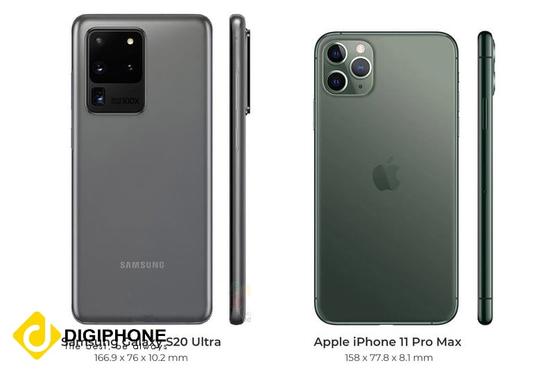 Thiết kế của iPhone 11 Pro Max và Samsung S20 Ultra