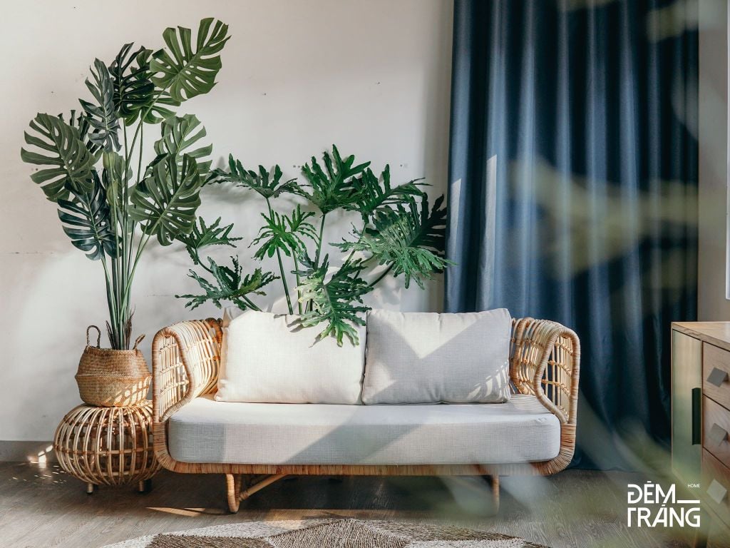 Thiết kế phòng khách Sofa mây tre đan đẹp và sang trọng