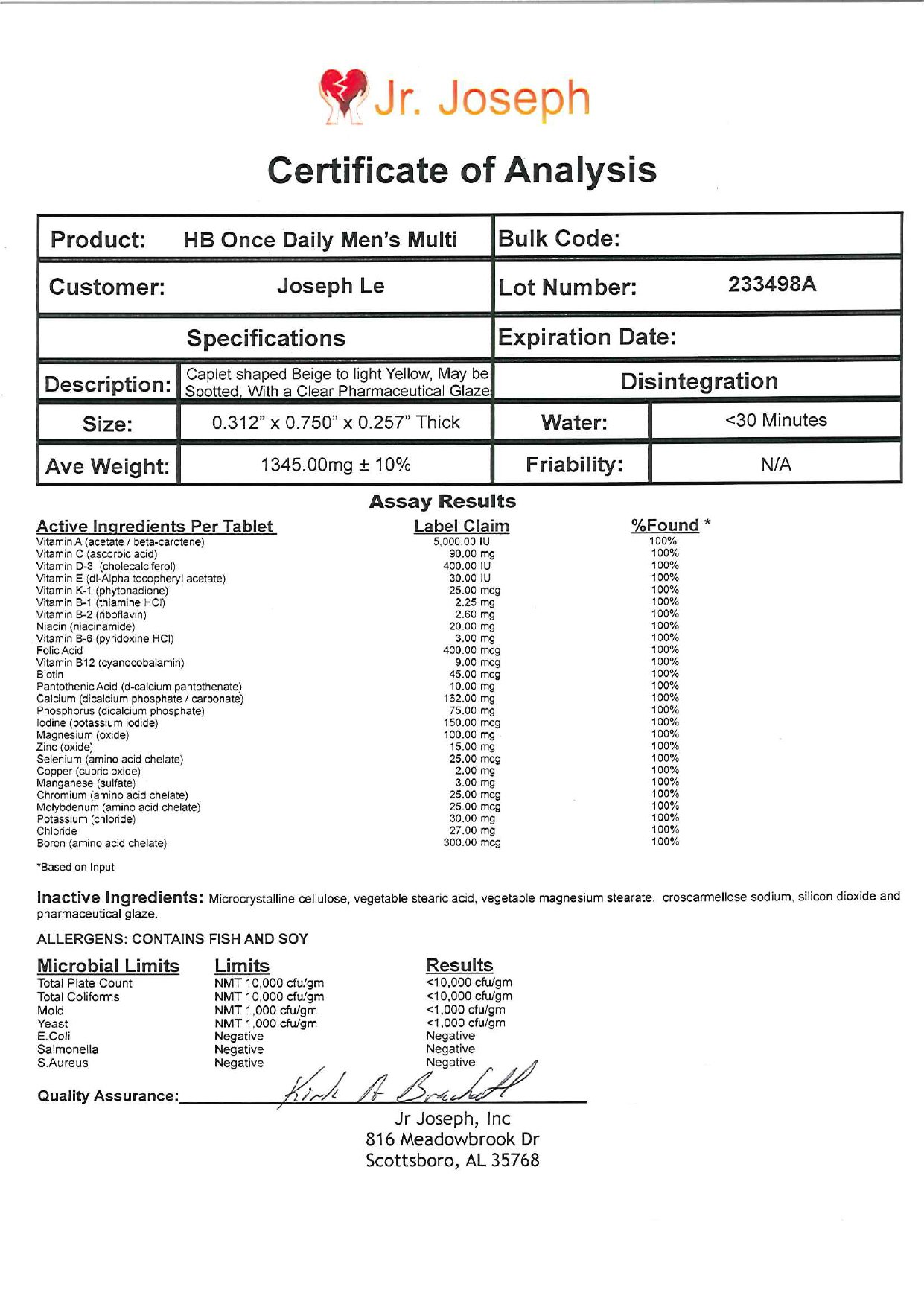 COA HB Once Daily Men's Multi