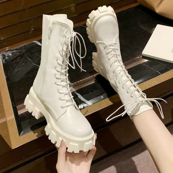 8 mẫu giày boot nữ cổ cao màu trắng đẹp cho nàng tham khảo 3