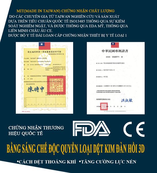 Chứng nhận của băng đeo gối bảo vệ khớp S-PRO