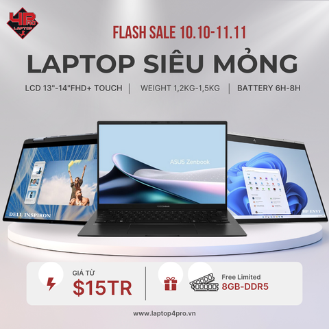 Khuyến mãi các dòng laptop mỏng nhẹ , sang trọng , pin lâu