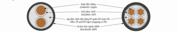 Cấu tạo cáp điện CXE-0,6/kV