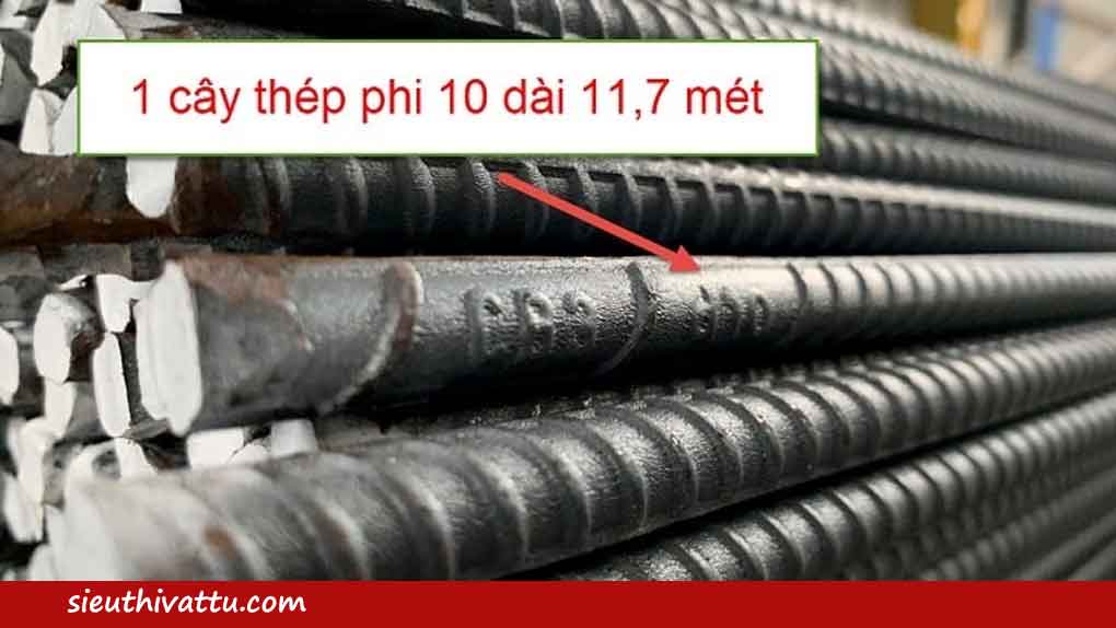 một cây thép phi 10 dài 11.7m