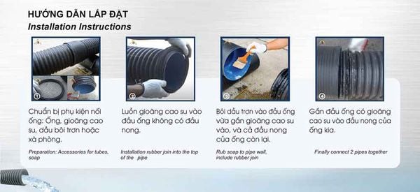 Lắp đặt  ống thoát nước HDPE gân xoắn