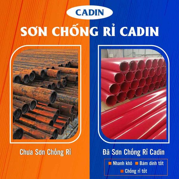 Ống sắt sau khi sơn chống rỉ CADIN