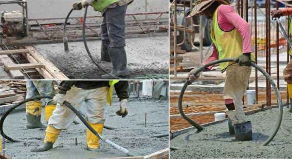 Sử dụng máy đầm dùi bê tông