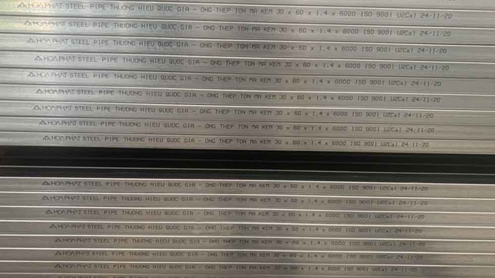 Thép hộp mạ kẽm 30x60