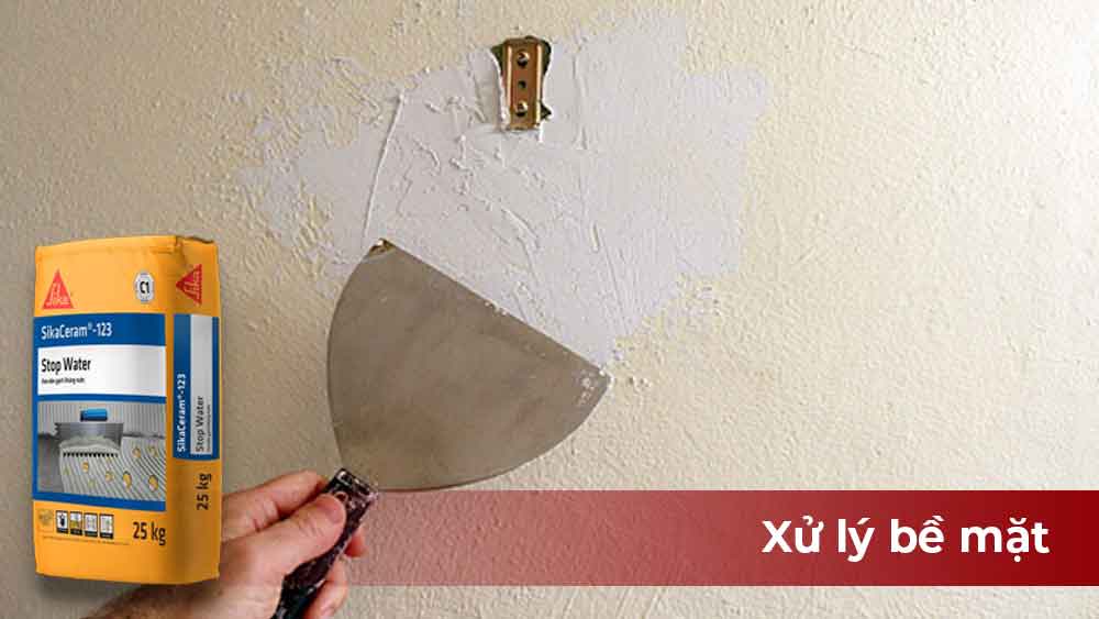 xử lý bề mặt thi công keo dán gạch