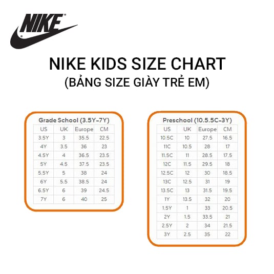 Size Guide - Bảng Quy Đổi Size Giày – Shooz.Vn
