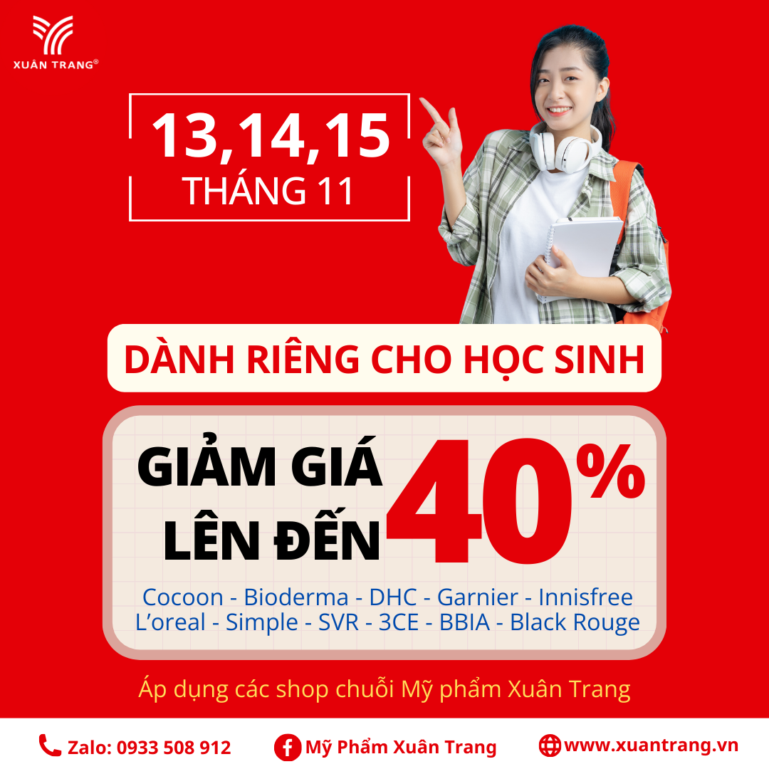 Giảm giá lên đến 40% - Dành riêng cho học sinh. Ngày 13-14-15 Tháng 11