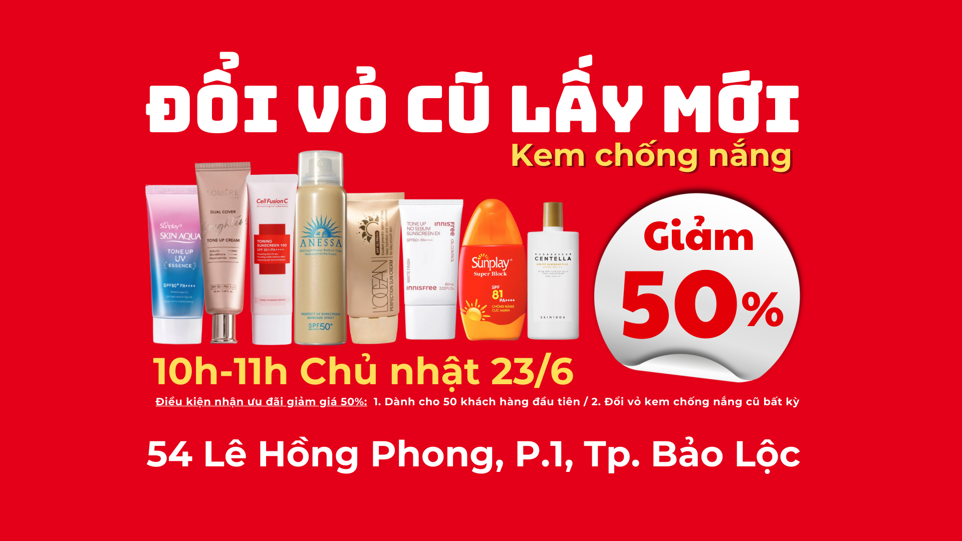 Đổi vỏ cũ lấy mới - Kem chống nắng giam 50%