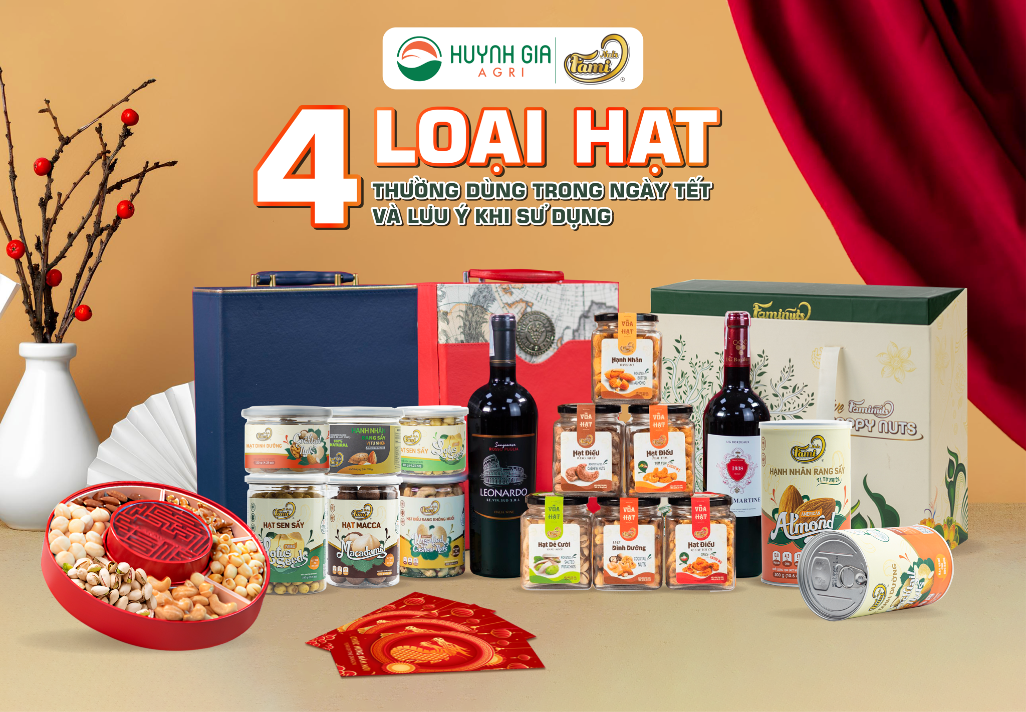 Set Quà Tết Hũ Thuỷ Tinh - 4 hộp quà Tết các loại hạt dinh dưỡng bán chạy nhất 2024