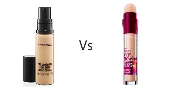 So sánh kem che khuyết điểm Mac pro longwear và Maybelline Instant Age Rewind