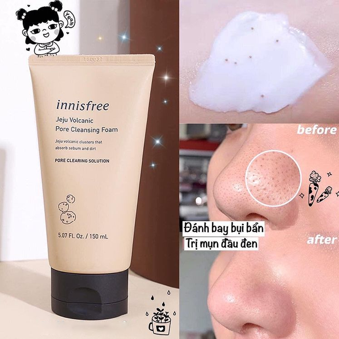 Sữa rửa mặt tro núi lửa Innisfree – Bicicosmetics