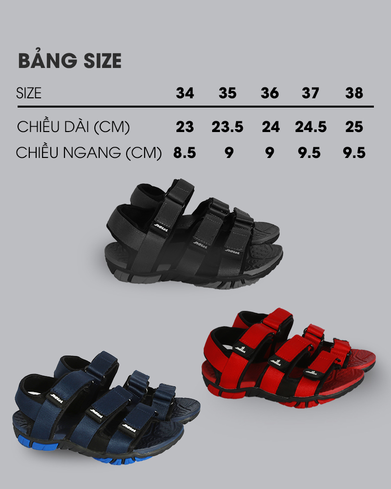 bảng size giày sandal sd003