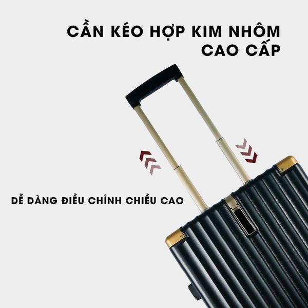 Phần cần kéo vali được gia công từ hợp kim nhôm siêu bền và nhẹ đem lại một cảm giác thoải mái khi sử dụng